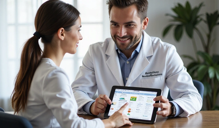 A nutritionist explaining a personalized meal plan to a client